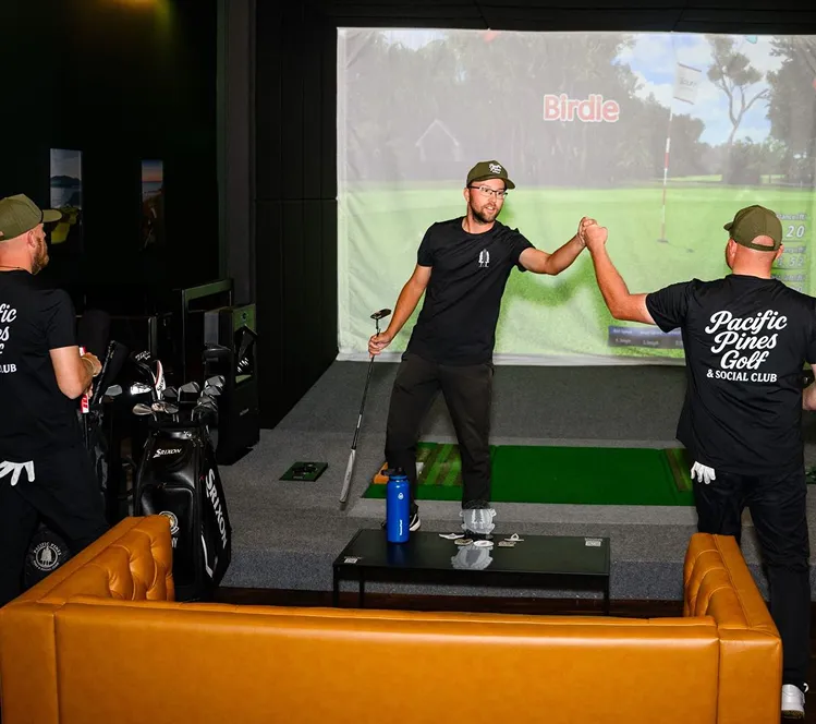 A Teed Up golfer preparing to swing